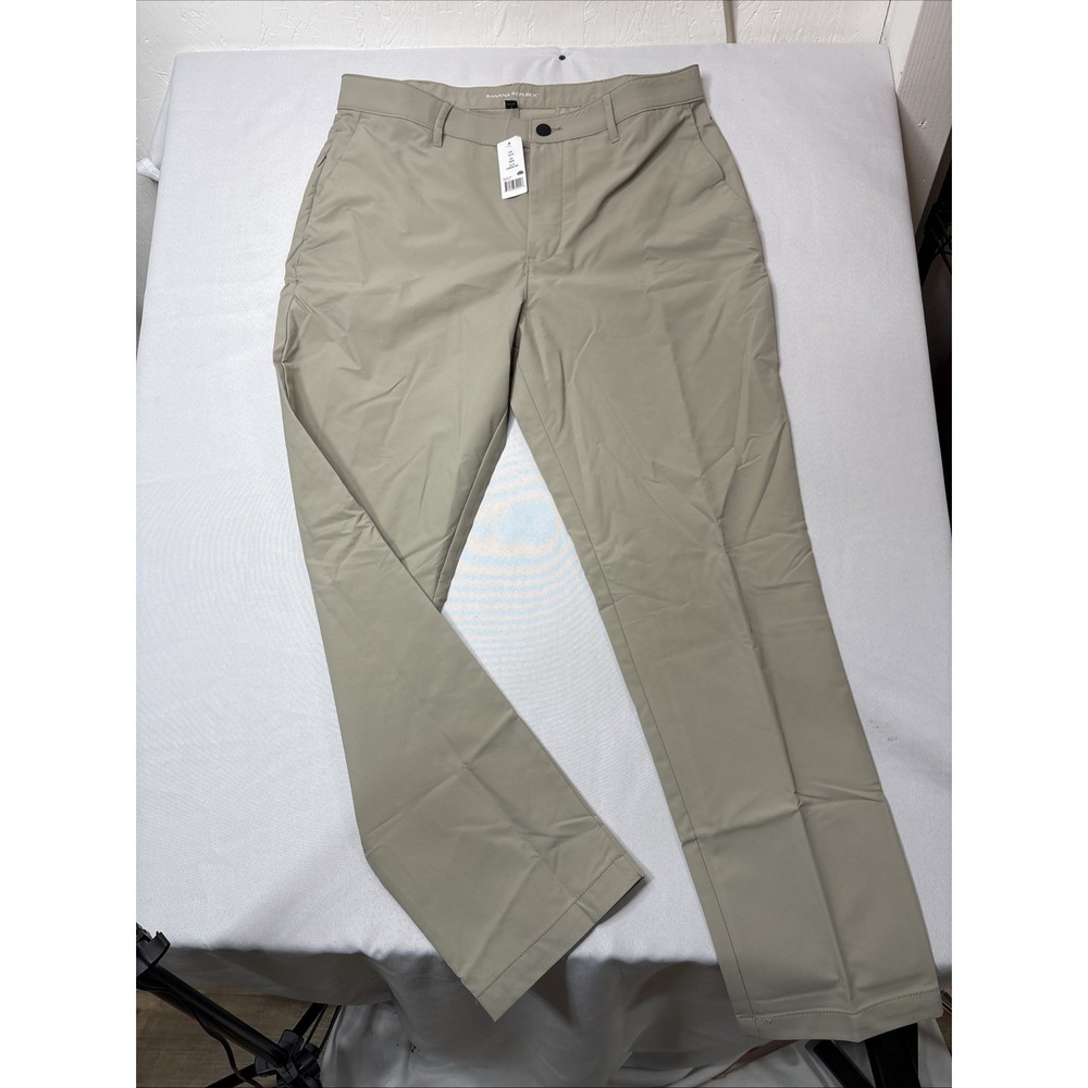 NWT Banana Republic Pants Mens Fits 36x32 Beige Tailored Performance Slim Dress